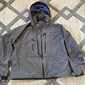 Grey Patagonia rain coat